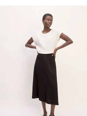 Everlane Black The Mini Jacquard Stripe Slip Skirt